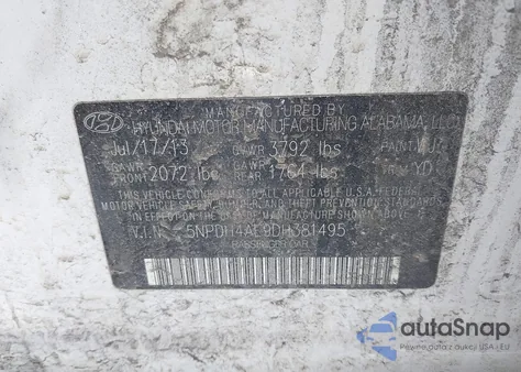 2013 Hyundai Elantra Gls from USA, damaged, VIN 5NPDH4AE9DH381495